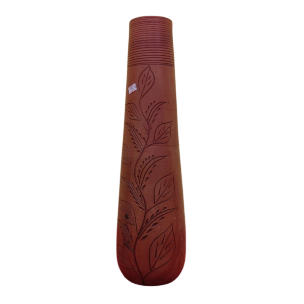 Clay flower vase long | Height: 19”, Upper: 3”, Lower: 4.5”| Matir Fuldani | মাটির ফুলদানি