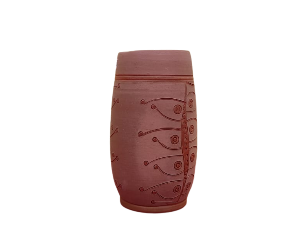17 Clay flower vase Sadamati | Height: 8”, Upper: 3.5”, Lower: 3.5” | Matir Fuldani | মাটির ফুলদানি - Image 1