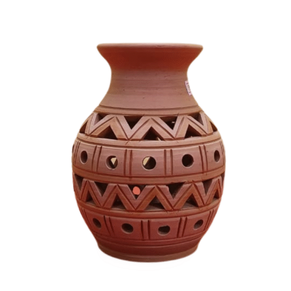 Clay flower vase  Sadamati | Height: 7”, Upper: 3.5”, Lower: 3.5” | Matir Fuldani | মাটির ফুলদানি