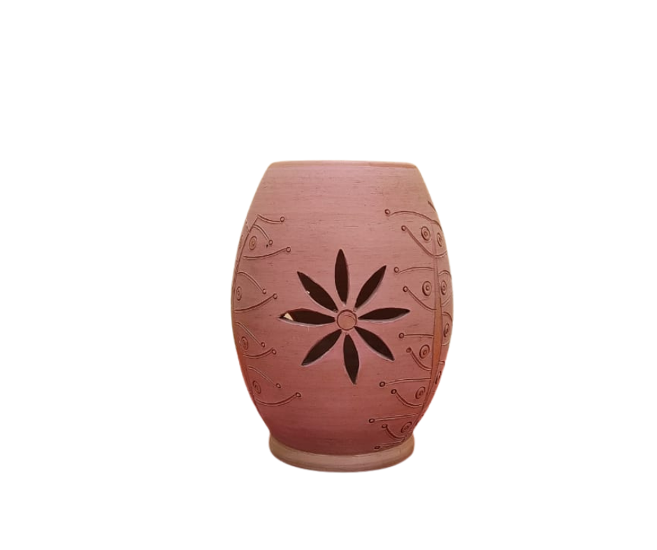 26 Clay flower vase Sadamati | Height: 7.5”, Upper: 3.5”, Lower: 3.5” | Matir Fuldani | মাটির ফুলদানি - Image 1