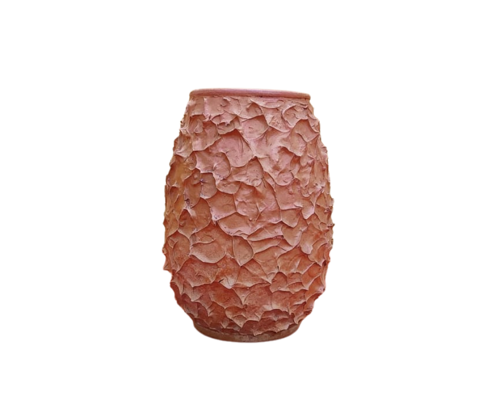 28 Clay flower vase Sadamati | Height: 7.5”, Upper: 3.5”, Lower: 3.5” | Matir Fuldani | মাটির ফুলদানি - Image 1