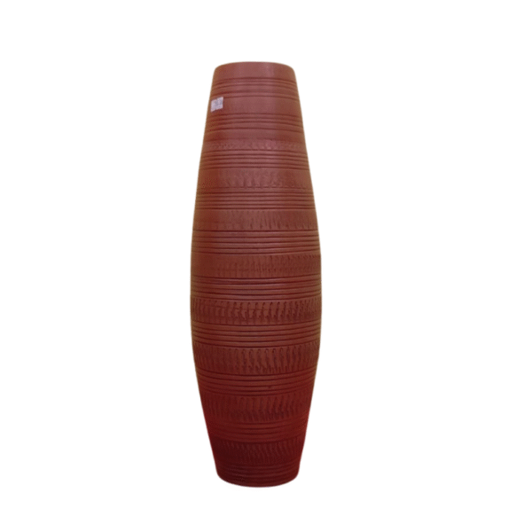 Clay flower vase long | Height: 18.5”, Upper: 3.5”, Lower: 4”| Matir Fuldani | মাটির ফুলদানি